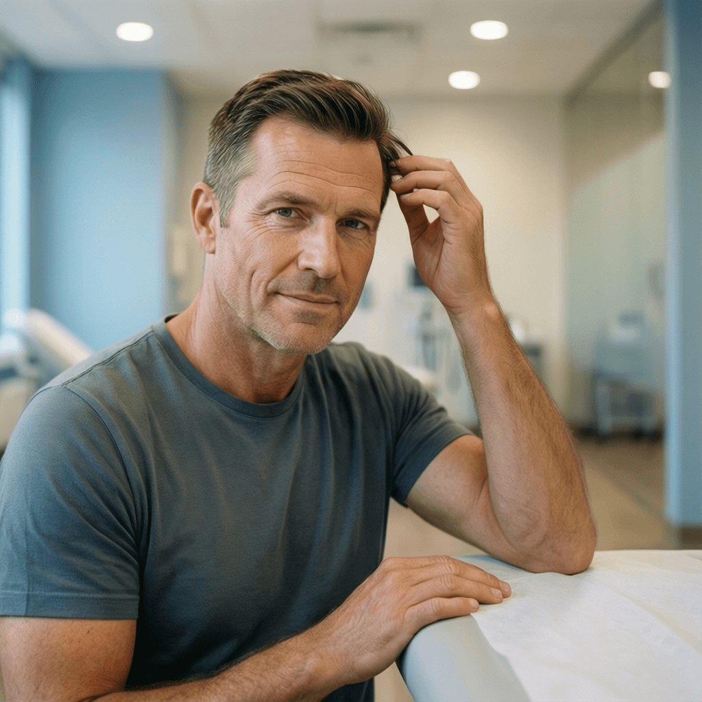 How Much Does a Turkey Hair Transplant Cost? Case Study: Owen, 42 portrait showing a realistic patient consultation example