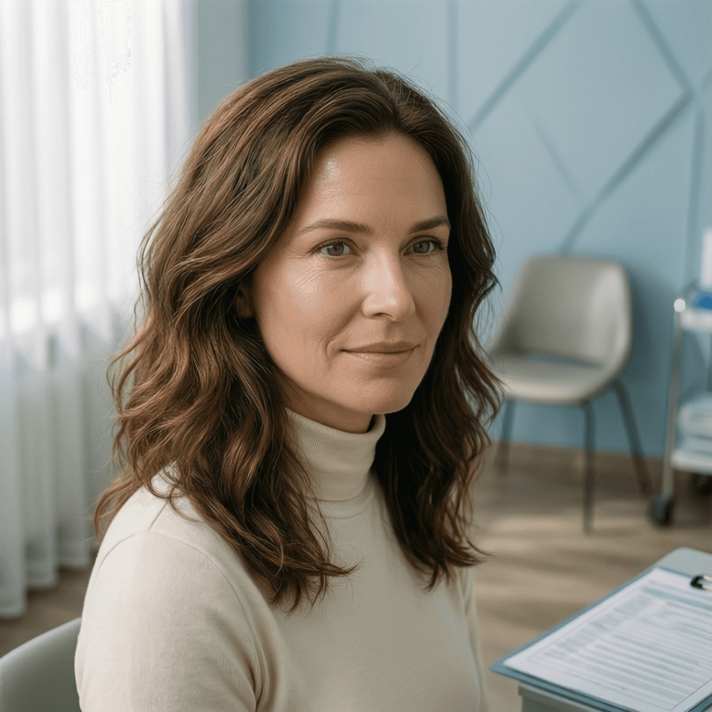 How Much Does Female Hair Transplant Cost? Case Study: Sophia, 39 portrait showing a realistic patient consultation example