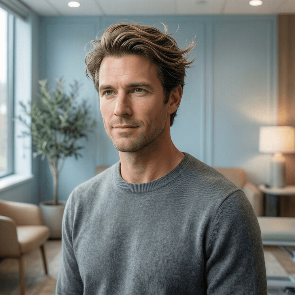 How Much Does FUE Hair Transplant Cost? Case Study: Anthony, 35 portrait showing a realistic patient consultation example