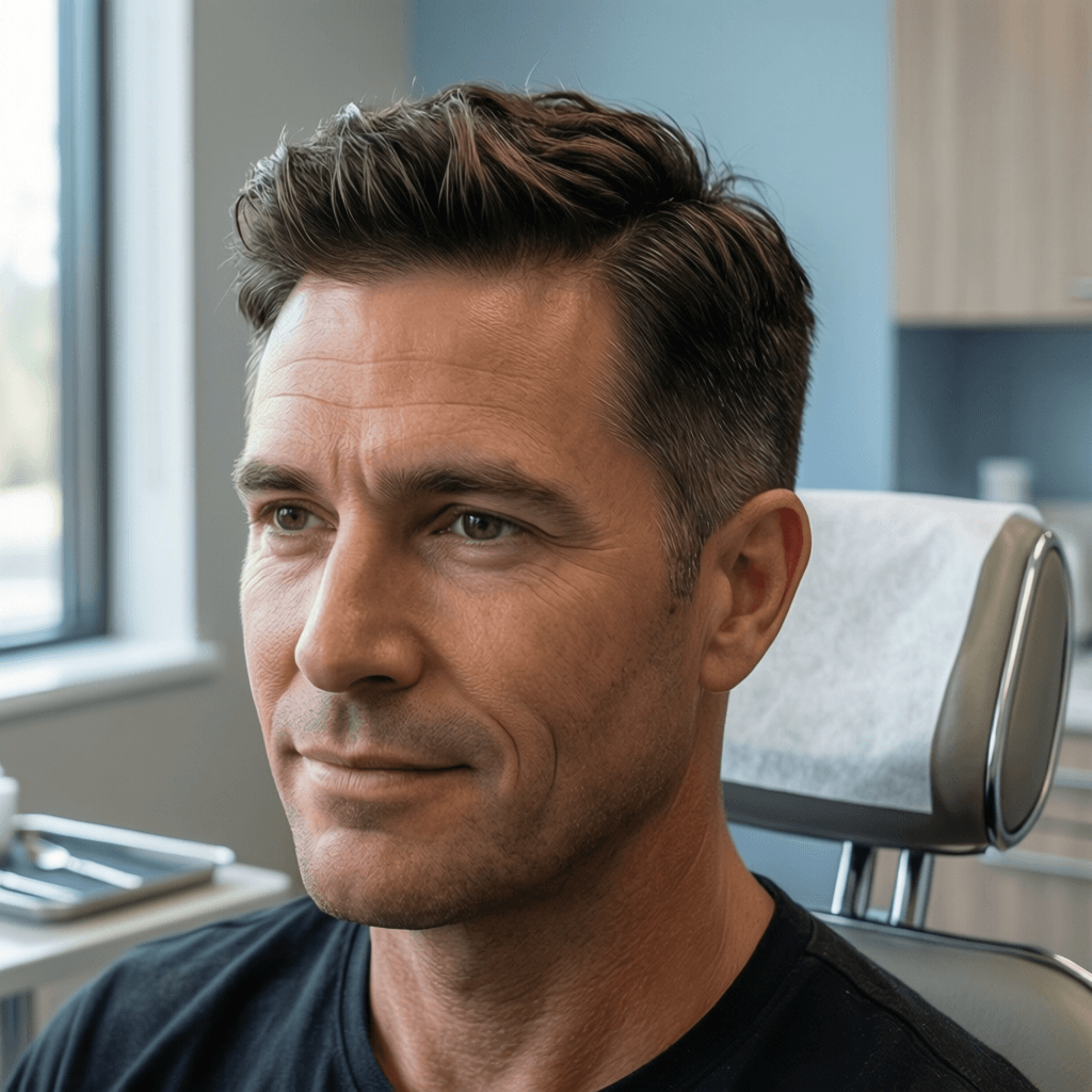 How Much Does Hair Transplant Cost in USA? Case Study: Ryan, 40 portrait showing a realistic patient consultation example